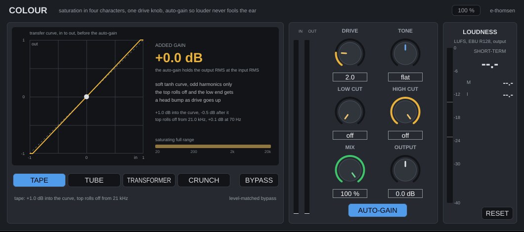 Colour plugin window