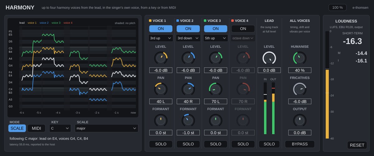 Harmony plugin window