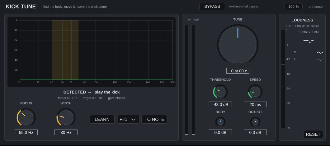 Kick Tune plugin window