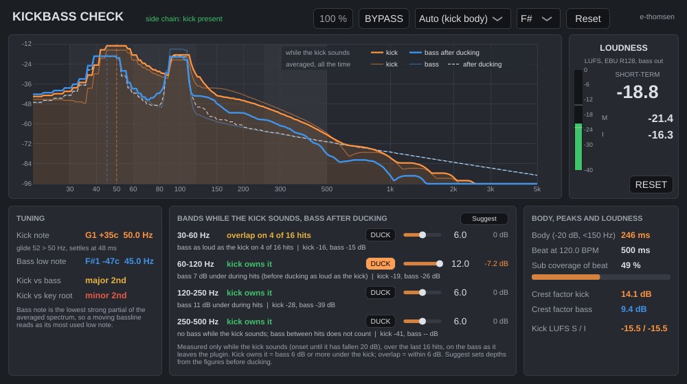 KickBass Check plugin window