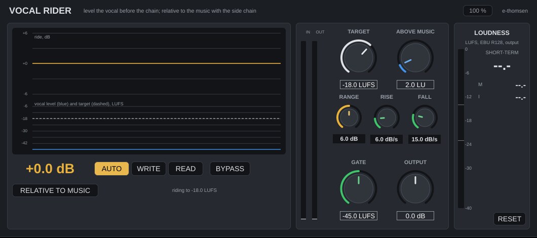 Vocal Rider plugin window